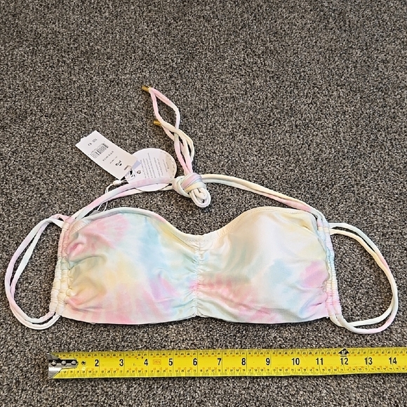 NWT PQ UTO Luna Pastel Tie-Dye Bikini Top Swim Sz D - Picture 1 of 7